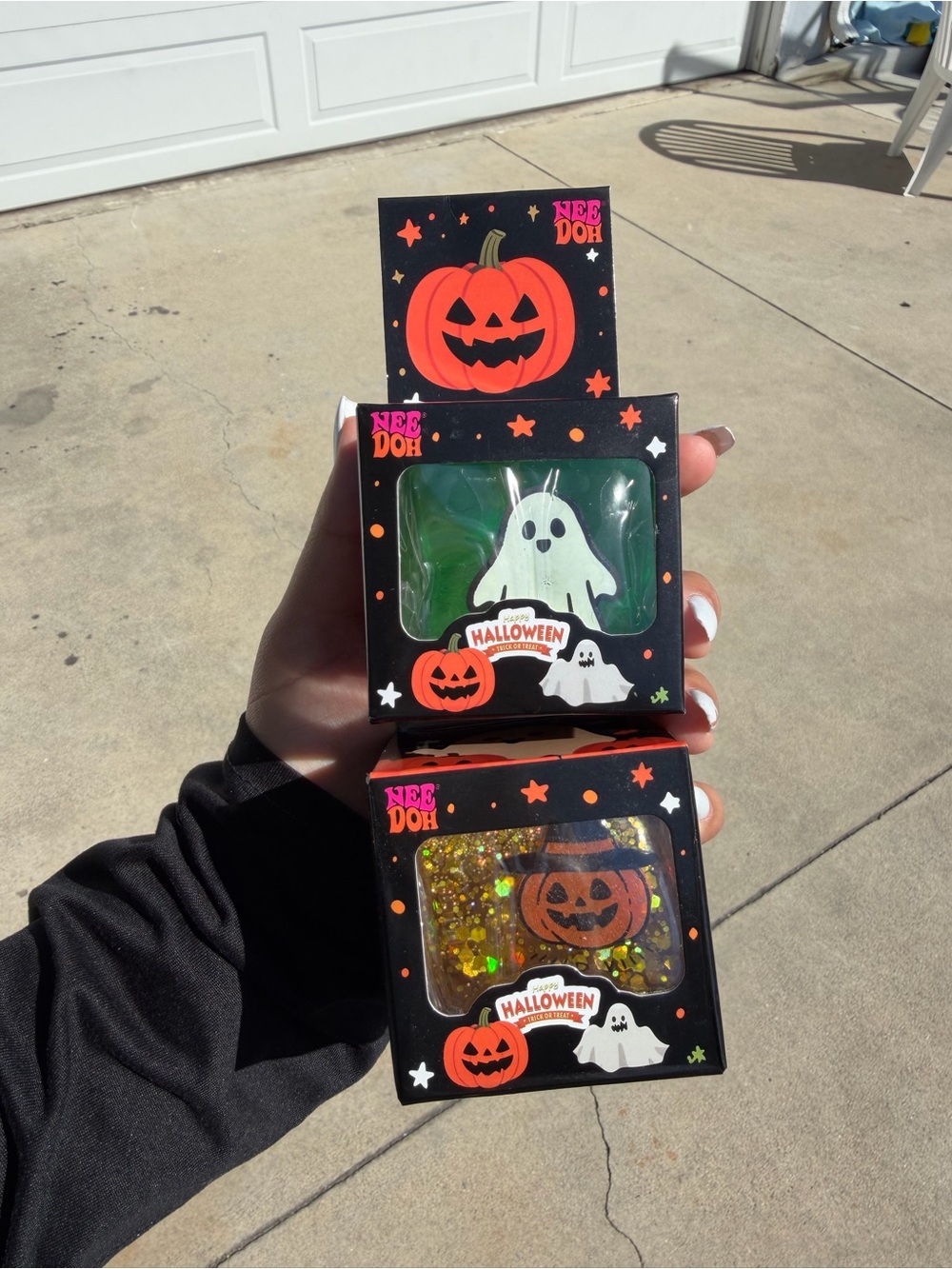 Set of 2 Halloween Kids Nice Cube  - Green and Gold NeeDoh Inspired